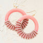 Madeline Love Pink Faceted Bead Wrapped Open Wood Circle Dangle Earrings