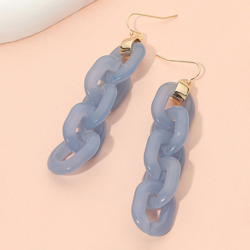 Madeline Love Blue, Gold Bold Resin Chain Link Drop Earrings