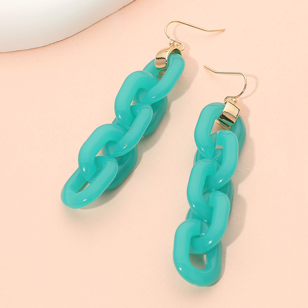 Madeline Love Gold, Green Bold Resin Chain Link Drop Earrings