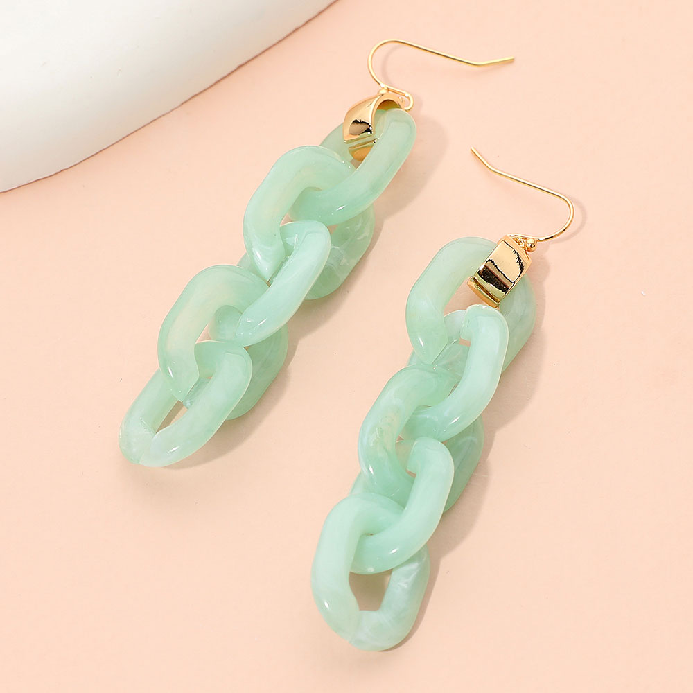 Madeline Love Gold, Mint Bold Resin Chain Link Drop Earrings