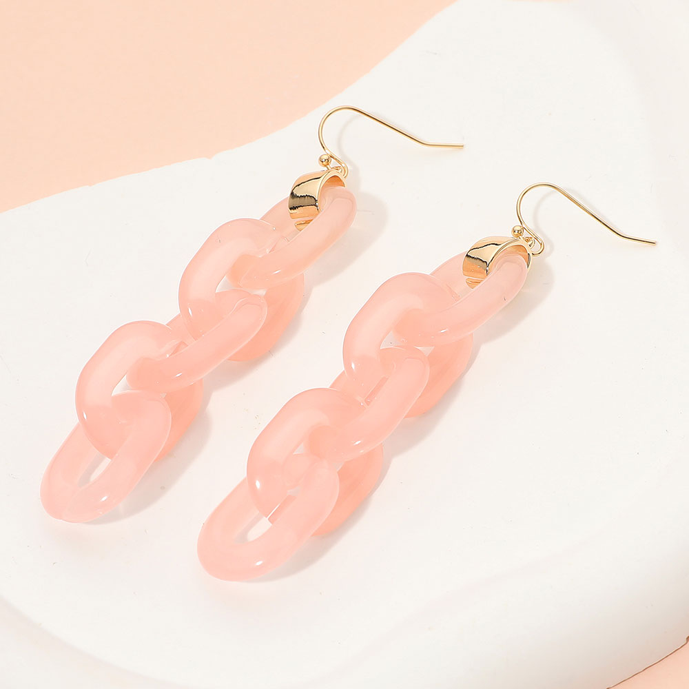 Madeline Love Gold, Pink Bold Resin Chain Link Drop Earrings