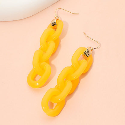 Madeline Love Gold, Yellow Bold Resin Chain Link Drop Earrings