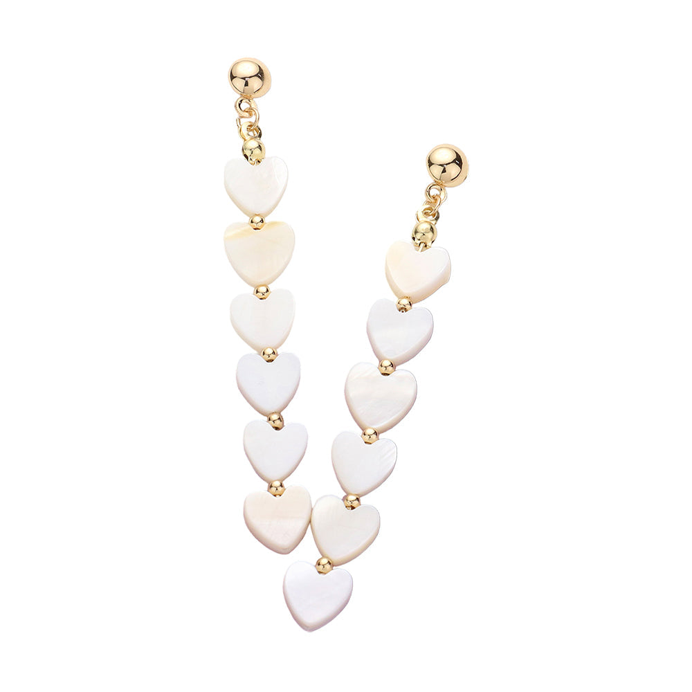 Mother Of Pearl Heart Link Dropdown Earrings