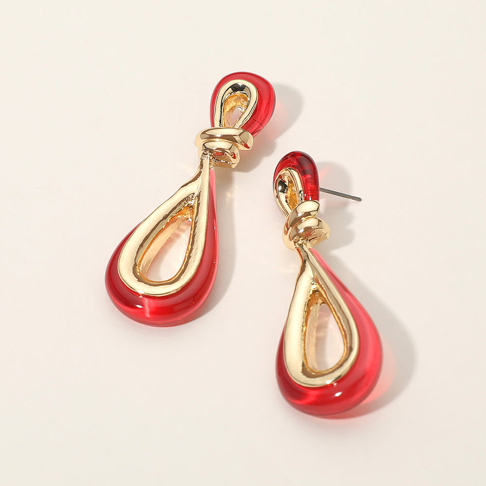 Madeline Love Red Bold Retro Inspired Dangle Design Teardrop Statement Earrings