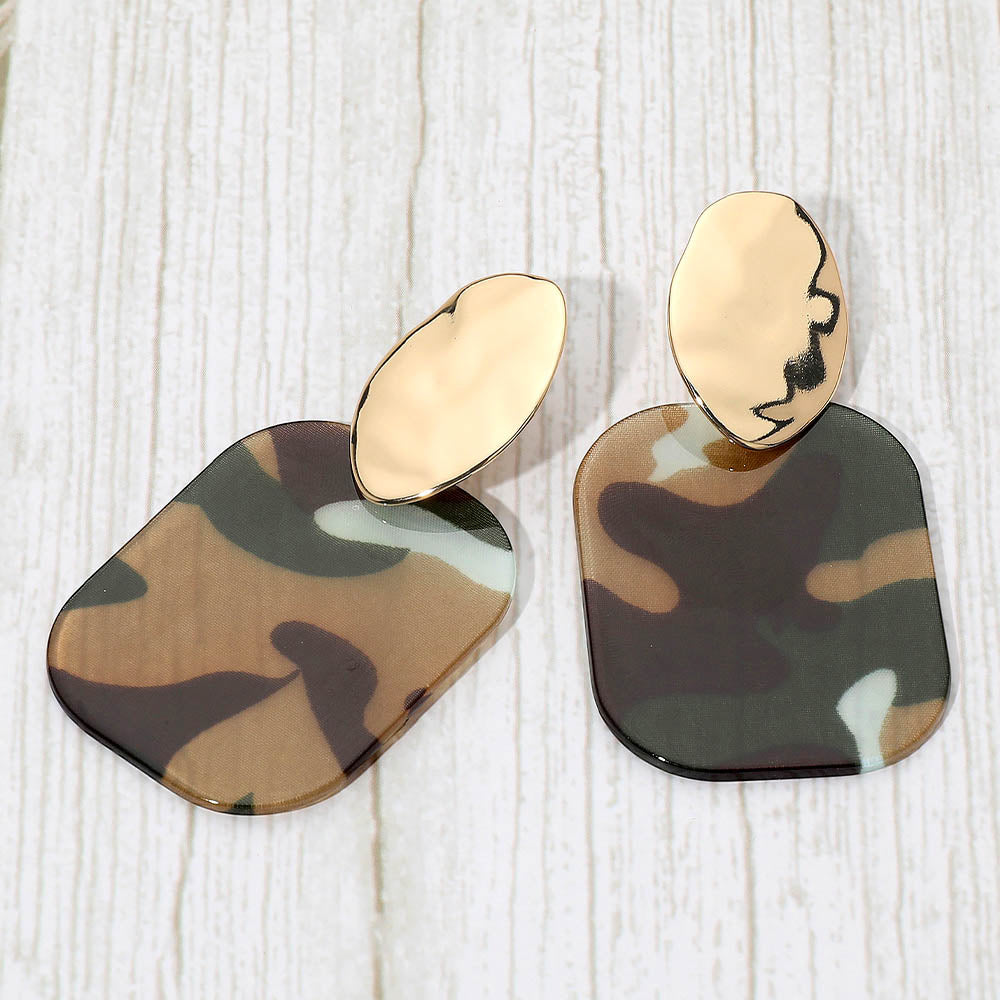 Madeline Love Black, Green Bold Glitter Resin Geometric Plate Drop Statement Earrings