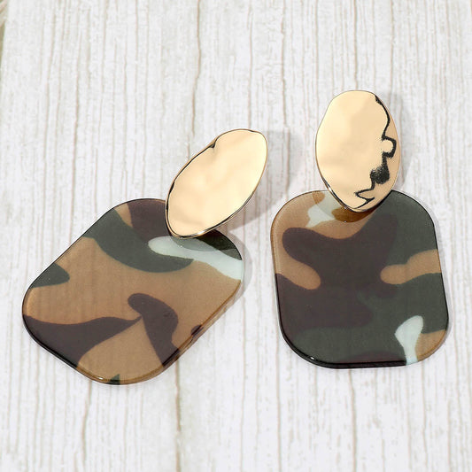 Madeline Love Black, Green Bold Glitter Resin Geometric Plate Drop Statement Earrings