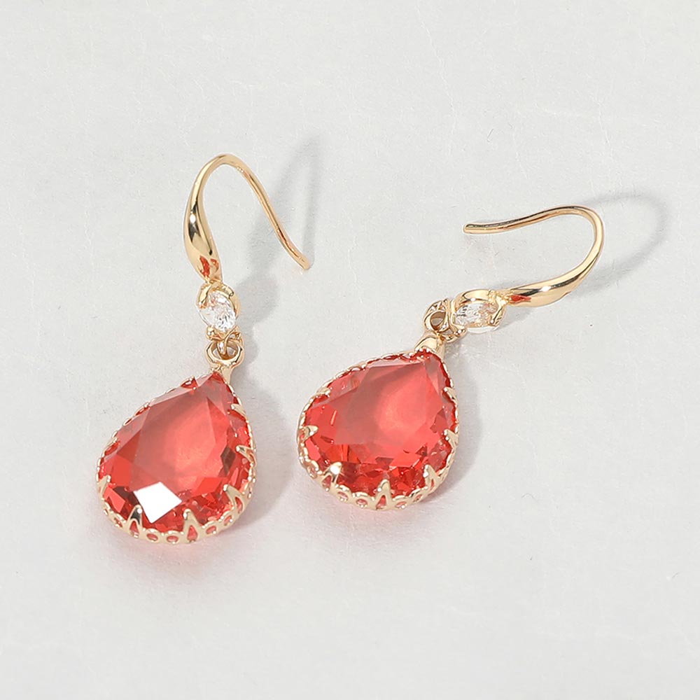 Madeline Love Clear, Orange Teardrop Stone Drop Earrings