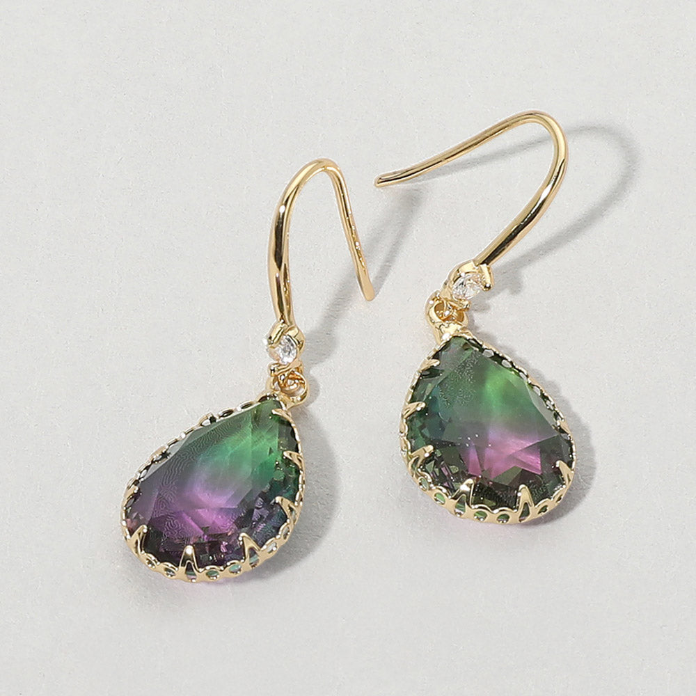 Madeline Love Green, Purple Teardrop Stone Drop Earrings