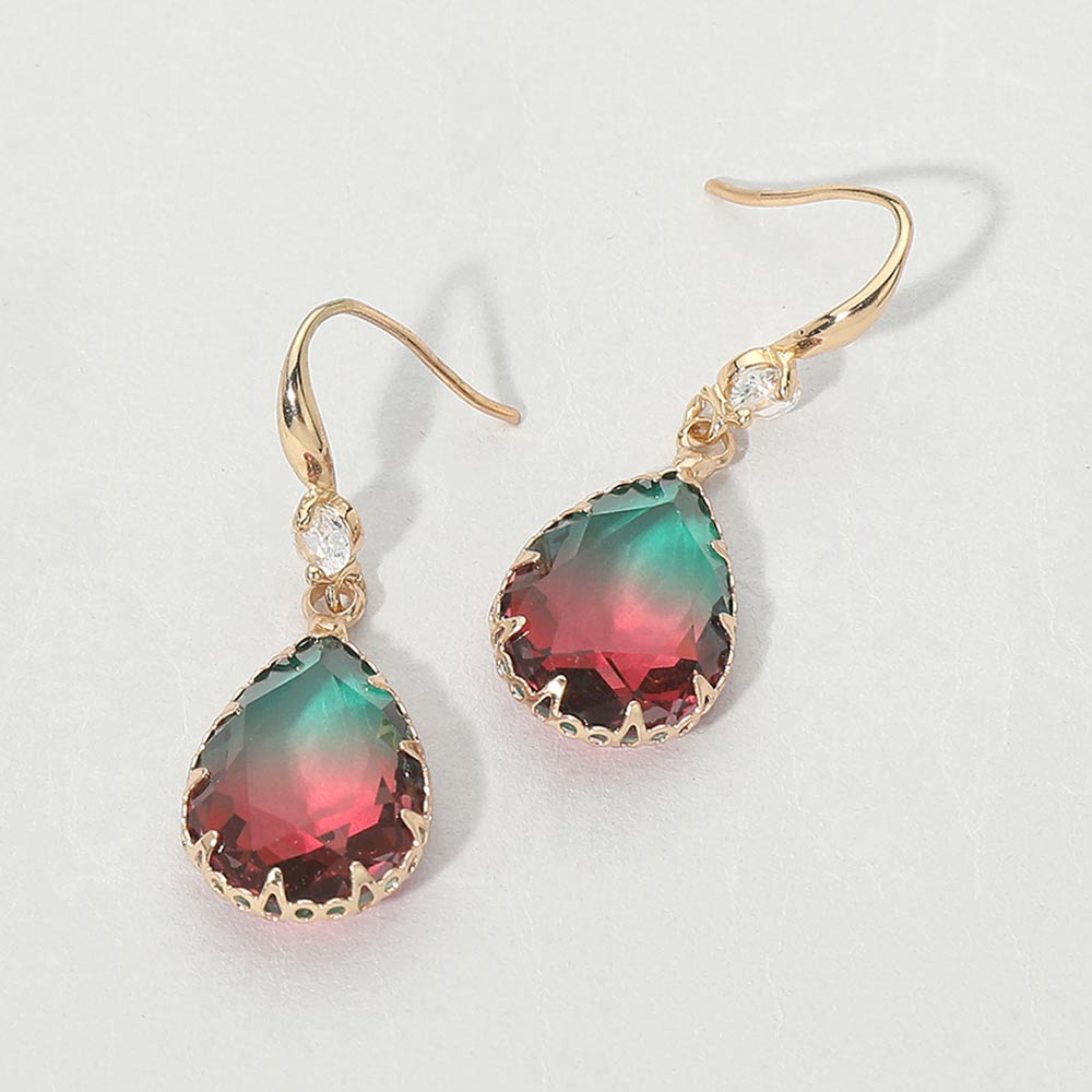 Madeline Love Green, Red Teardrop Stone Drop Earrings