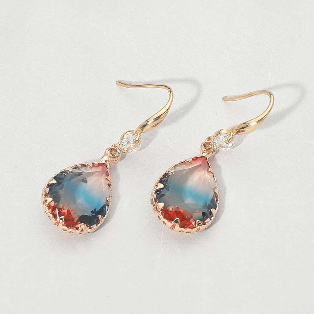 Madeline Love Blue, Red&White Teardrop Stone Drop Earrings