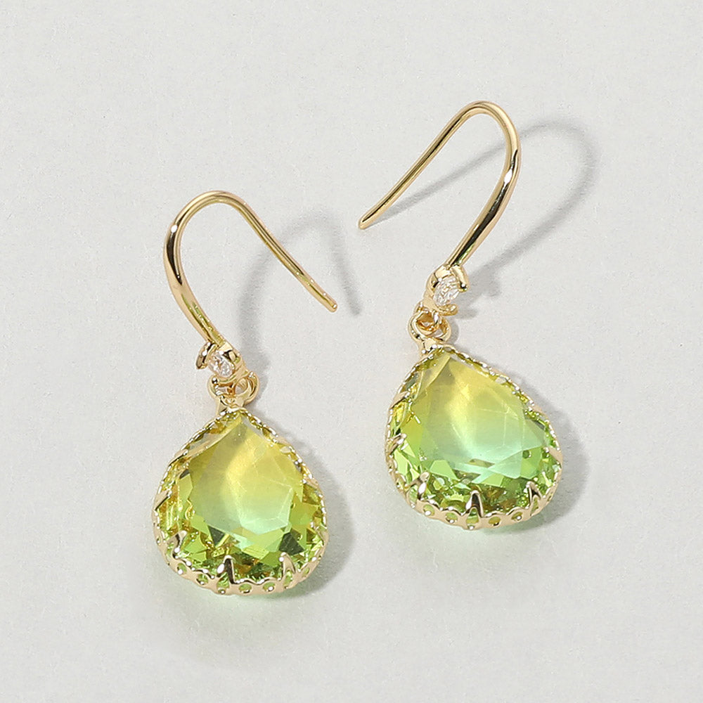 Madeline Love Green, Yellow Teardrop Stone Drop Earrings