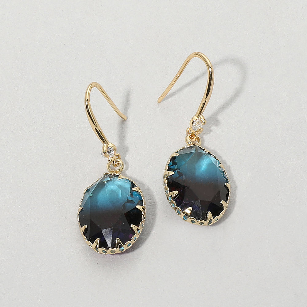 Madeline Love Blue, Dark, Purple Oval Stone Drop Earrings