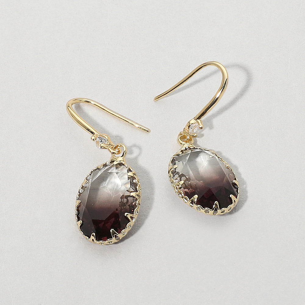 Madeline Love Black, Clear Oval Stone Drop Earrings