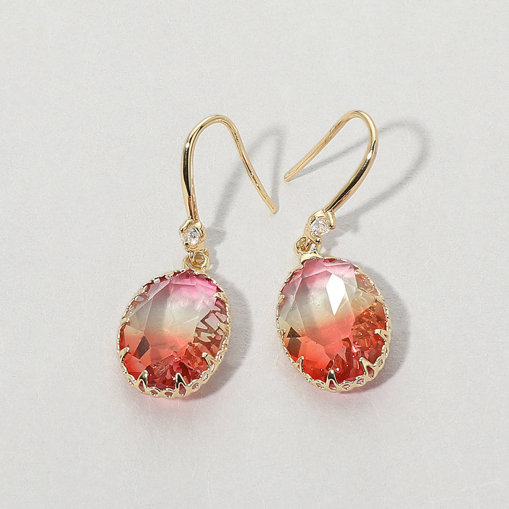 Madeline Love Clear, Orange Oval Stone Drop Earrings