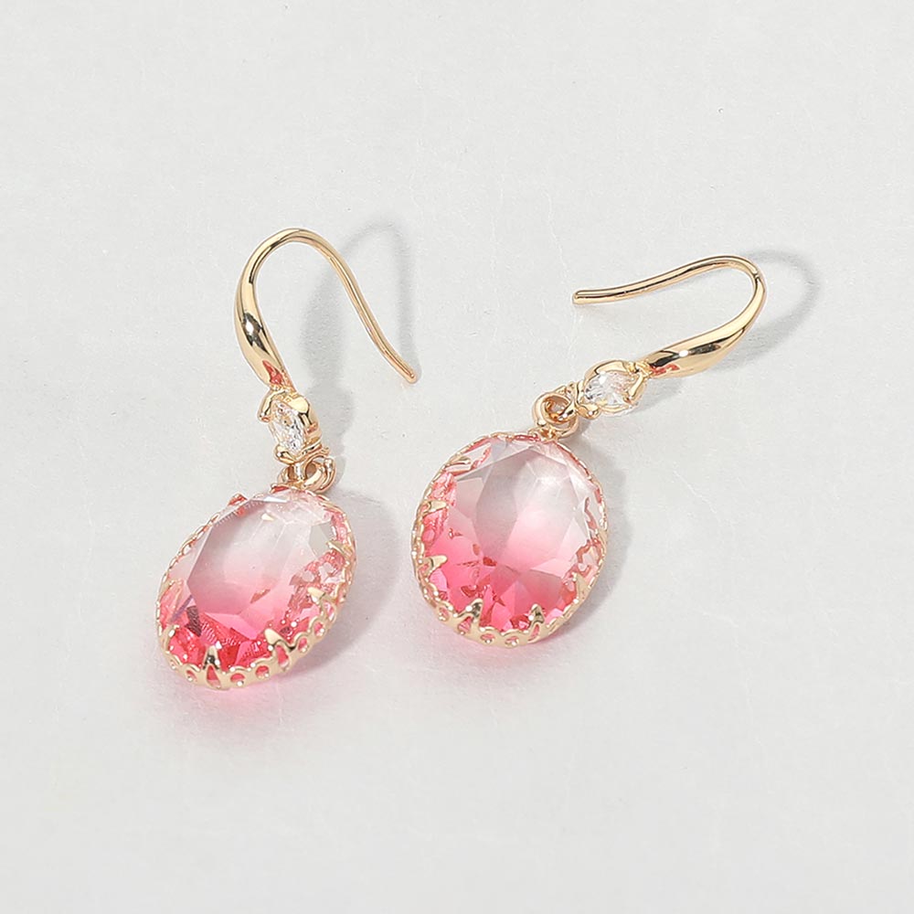 Madeline Love Clear, Pink Oval Stone Drop Earrings