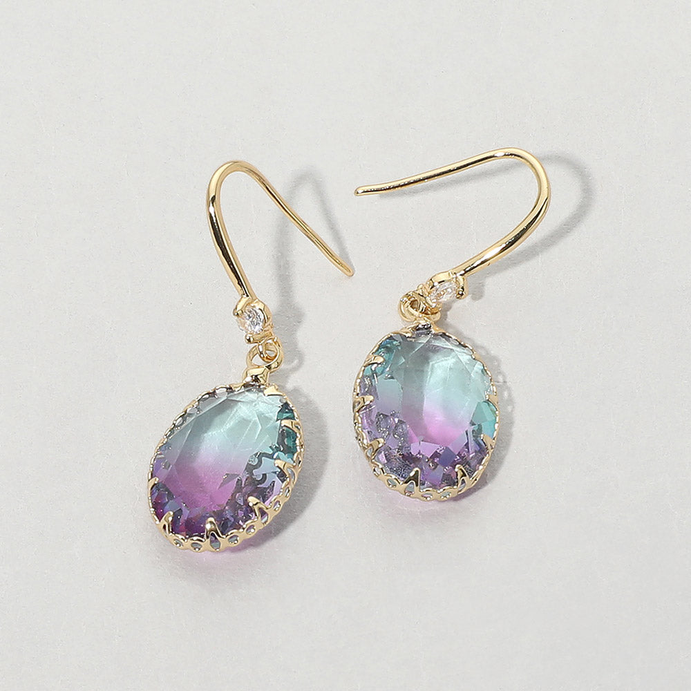 Madeline Love Clear, Purple Oval Stone Drop Earrings