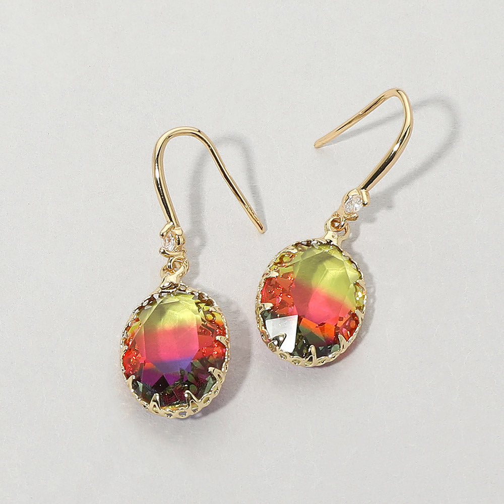 Madeline Love Dark, Multi Oval Stone Drop Earrings