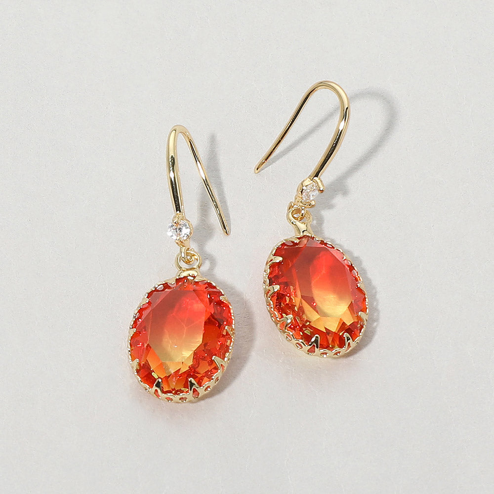 Madeline Love Orange, Yellow Oval Stone Drop Earrings