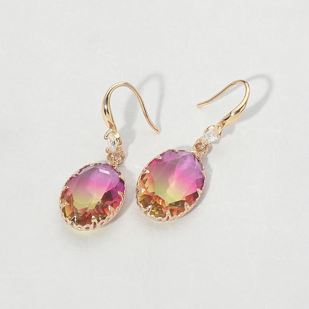 Madeline Love Pink, Yellow Oval Stone Drop Earrings