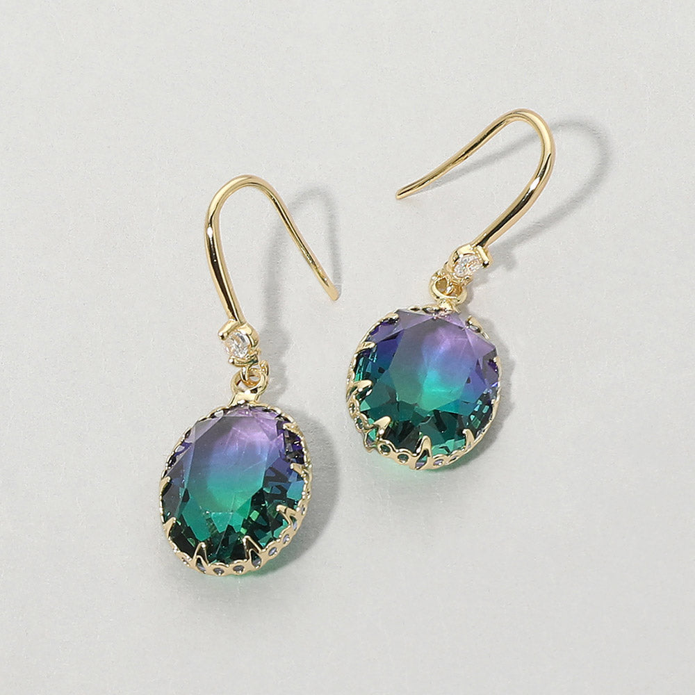 Madeline Love Green, Purple Oval Stone Drop Earrings