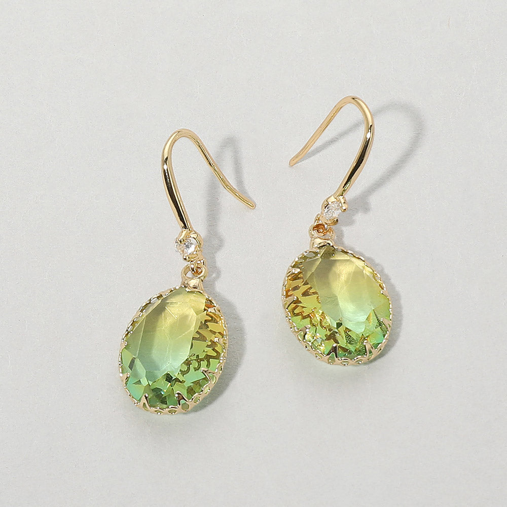 Madeline Love Green, Yellow Oval Stone Drop Earrings