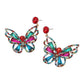 Madeline Love Gold, Multi Crystal Butterfly Drop Dangle Statement Earrings - desc