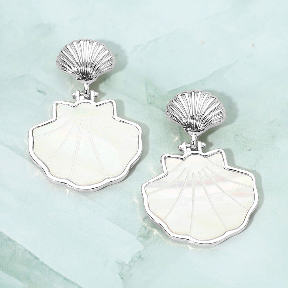 Madeline Love Mother of Pearl, Silver Mother of Pearl Shell Drop Dangle Earrings