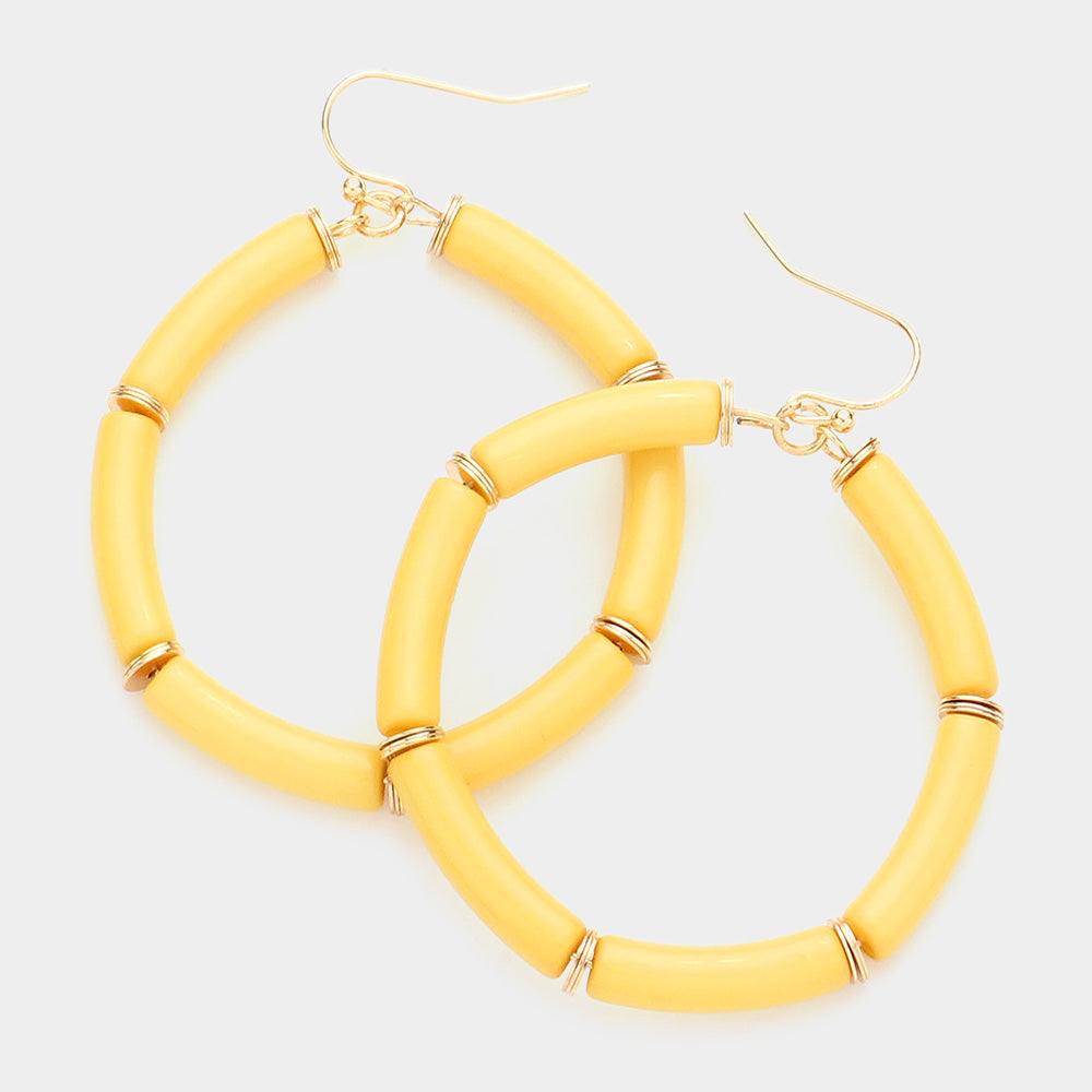 Madeline Love Yellow Resin Open Circle Dangle Earrings