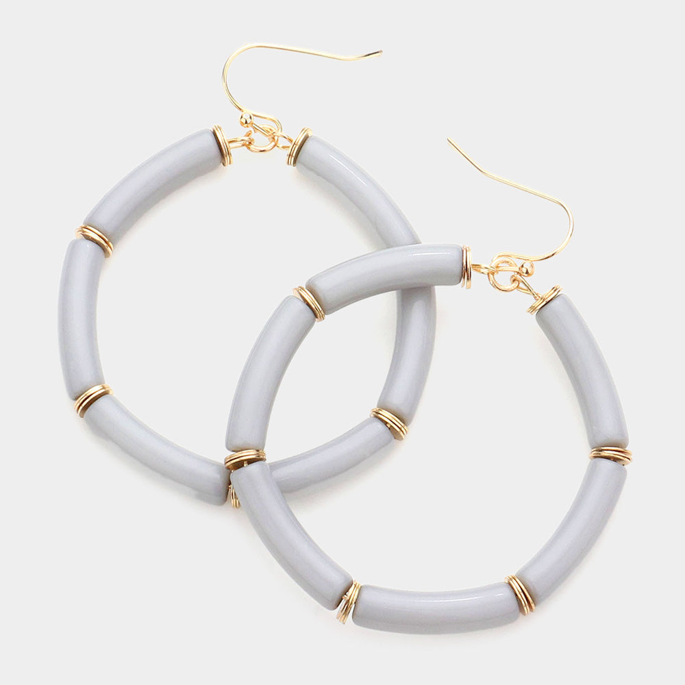 Madeline Love Gray Resin Open Circle Dangle Earrings