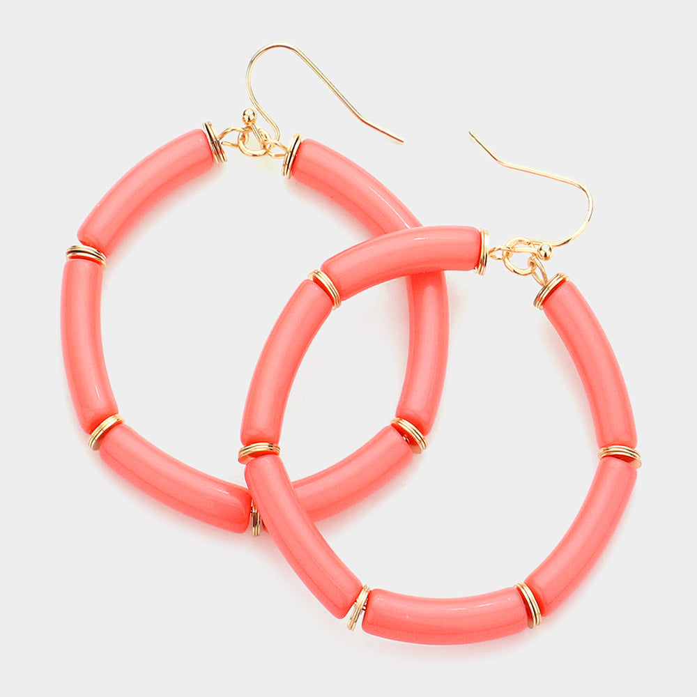 Madeline Love Peach Resin Open Circle Dangle Earrings