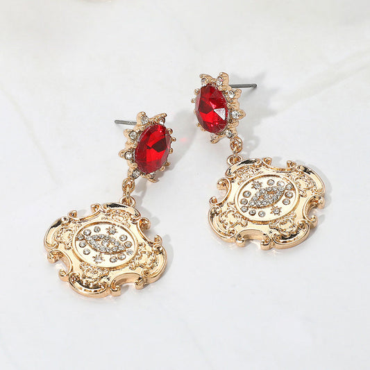 Madeline Love Red Stone Embellished Evil Eye Accented Dangle Earrings