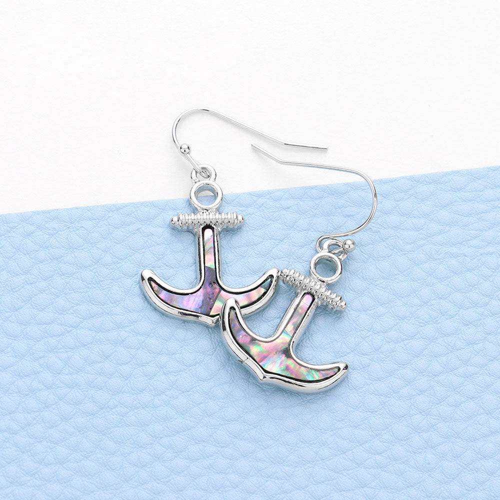 Abalone Abalone Anchor Dangle Earrings