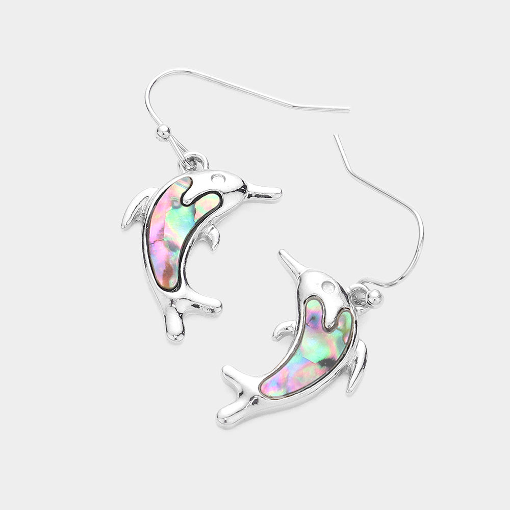 Abalone Abalone Dolphin Dangle Earrings