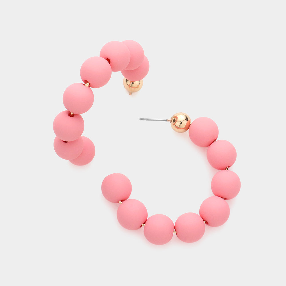 Madeline Love Pink Colored Ball Hoop Earrings