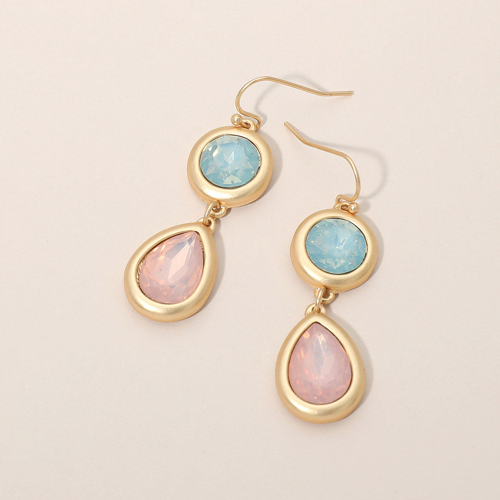 Madeline Love Multi Round Teardrop Stone Bezel Link Drop Earrings