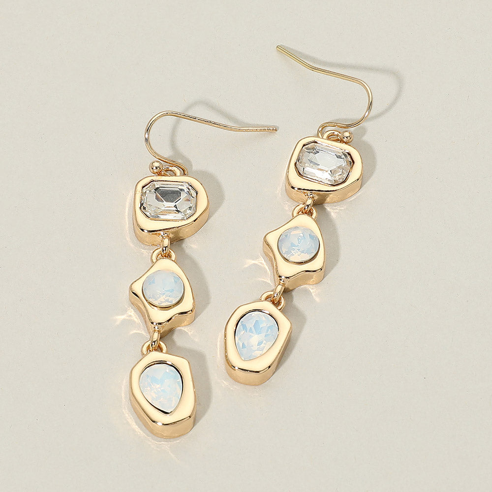 Madeline Love White Geometric Multi Shape Gem Link Drop Earrings