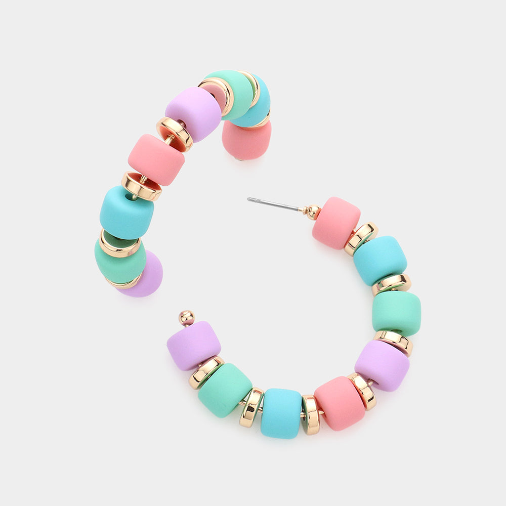 Madeline Love Multi Colored Beaded 1.75 Inch Hoop Earrings