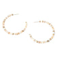 Madeline Love Brown, Gold Pearl Accent Beaded Open Hoop Earrings - desc