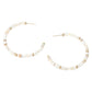 Madeline Love Gold, White Pearl Accent Beaded Open Hoop Earrings - desc