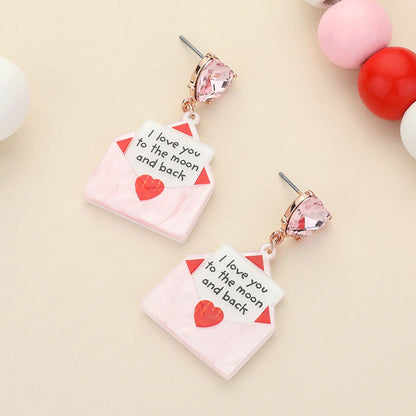 Glittered Resin Love Letter Dangle Earrings