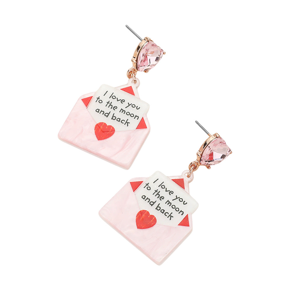 Glittered Resin Love Letter Dangle Earrings