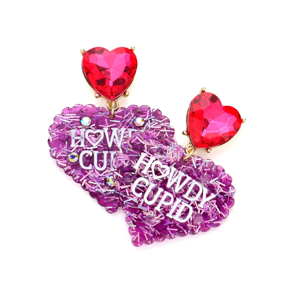 HOWDY CUPID Message Resin Heart Stone Dangle Earrings - Earrings
