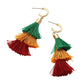Madeline Love Gold, Green, Red, Yellow Multi Color Tassel Drop Earrings - desc