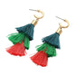 Madeline Love Gold, Green, Red Multi Color Tassel Drop Earrings - desc