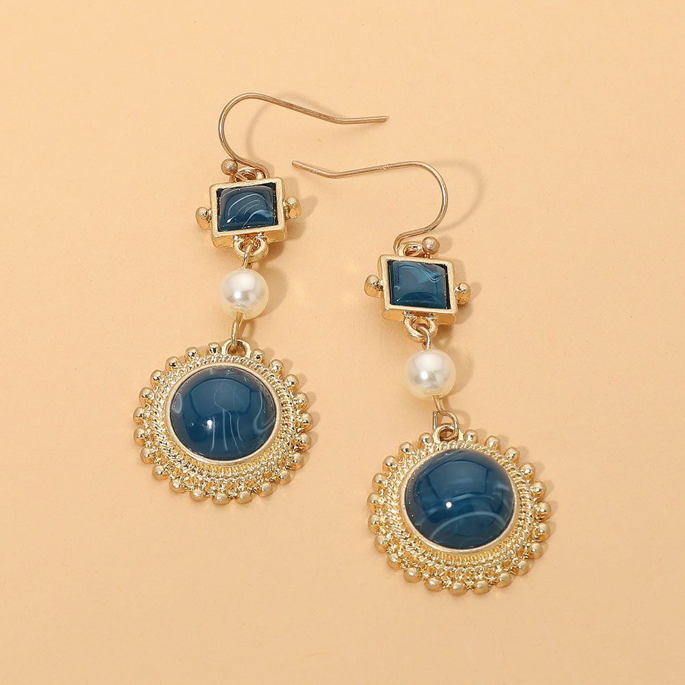 Madeline Love Blue, Worn Gold Vintage Geometric Link Drop Earrings