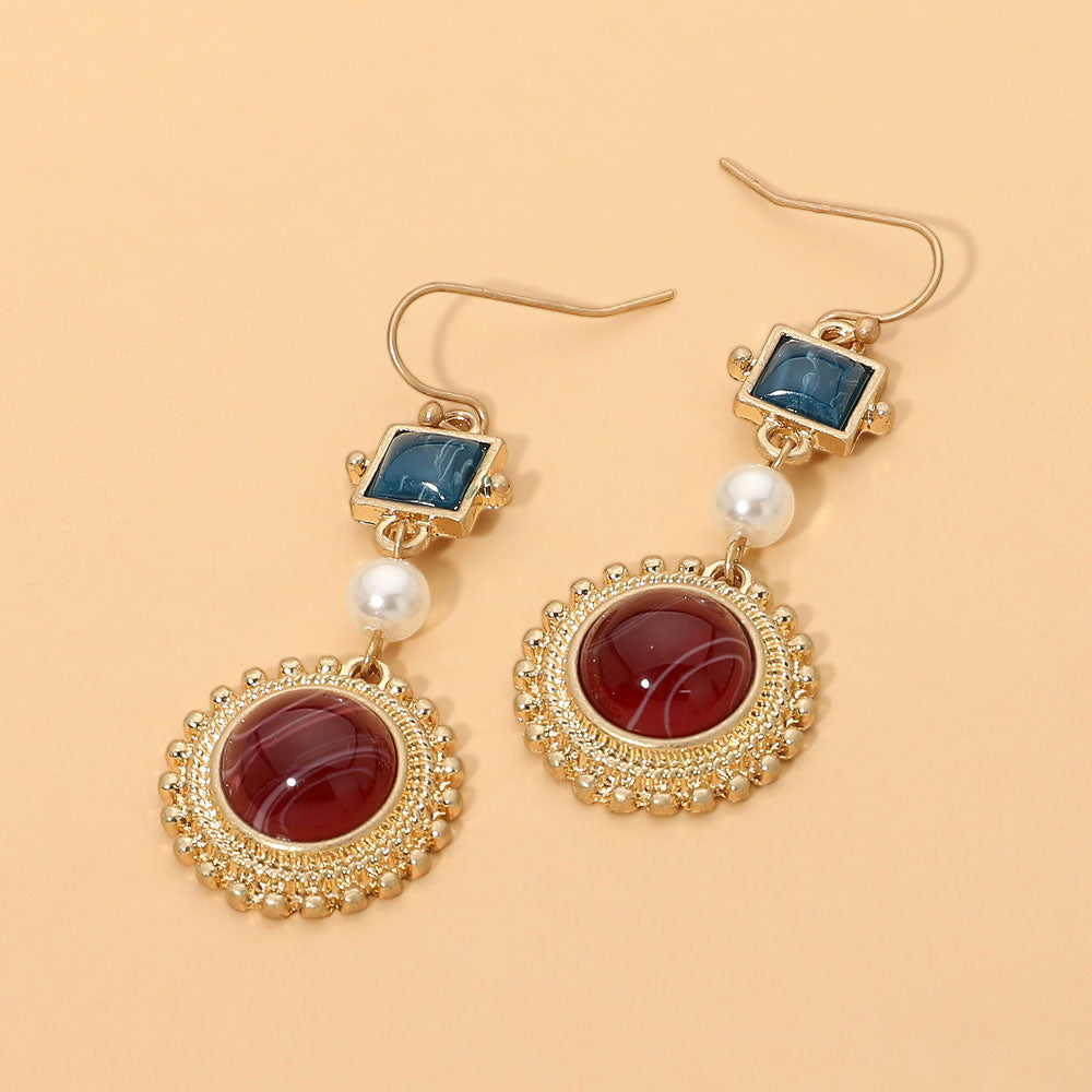 Madeline Love Multi, Worn Gold Vintage Geometric Link Drop Earrings