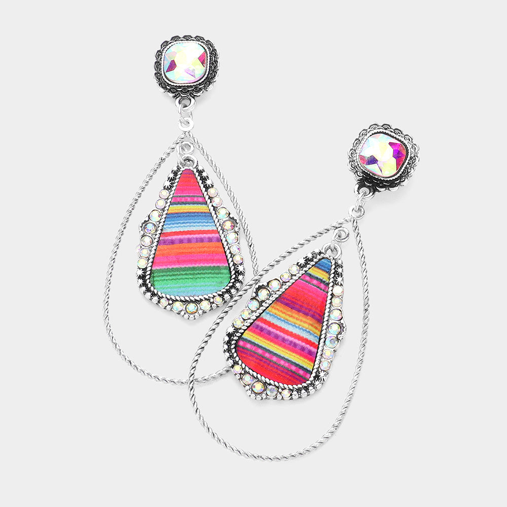 Madeline Love AB Rainbow Teardrop Pointed Dangle Earrings