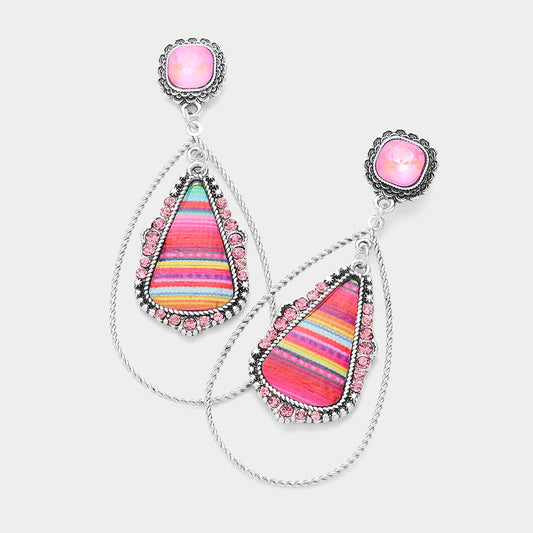 Madeline Love Pink Rainbow Teardrop Pointed Dangle Earrings