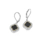Madeline Love Black 14K Gold Plated CZ Pave Rim Quatrefoil Charm Drop Earrings - desc