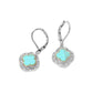 Madeline Love Turquoise 14K Gold Plated CZ Pave Rim Quatrefoil Charm Drop Earrings - desc